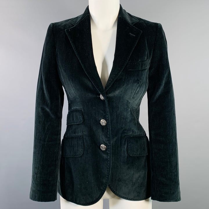 DOLCE & GABBANA Size 2 Black Velvet Notch Lapel Jacket Blazer