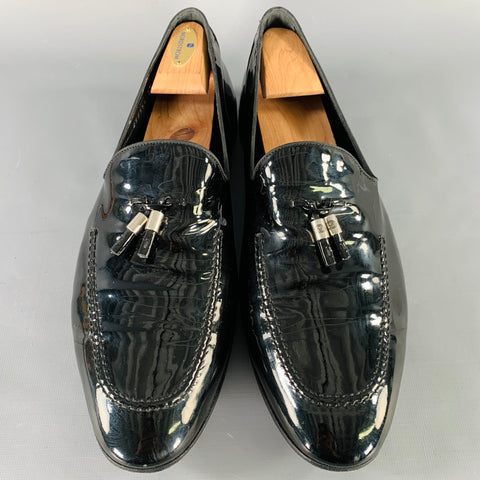 GUCCI Size 11.5 Black Patent Leather Tassel Loafers