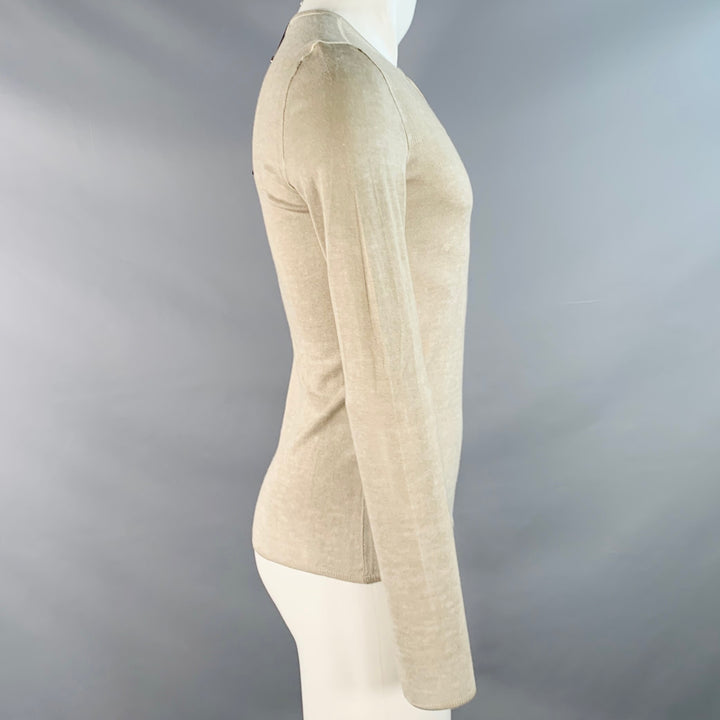 JOHN VARVATOS Size XS Green Sage Silk Cashmere Henley Pullover