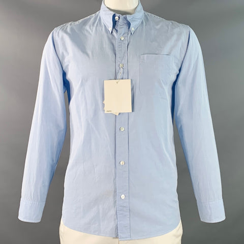 VISVIM Size L Blue Light Cotton Linen Button Down Collar Long Sleeve Shirt