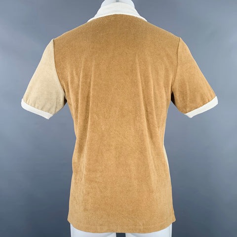 TODD SNYDER Size S Tan Beige Color Block Cotton Blend Short Sleeve Shirt