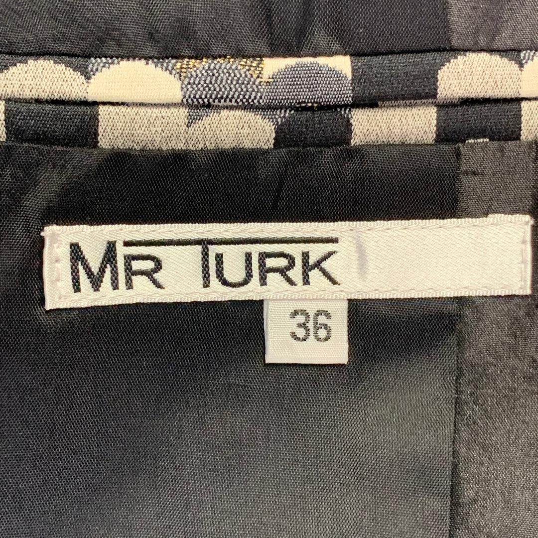 MR TURK Size 36 Regular Grey Black Gold Scales Jacquard Cotton Blend Suit