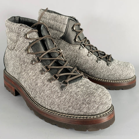 MONTELLIANA Size 13 Tom Hiker Grey Black Tweed Wool Hiking Ankle Boots