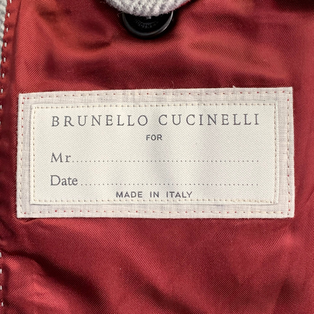 BRUNELLO CUCINELLI Size 38 Grey Herringbone Wool Cashmere Coat