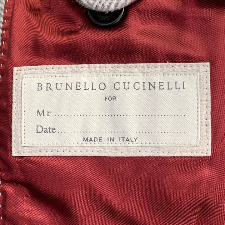 BRUNELLO CUCINELLI Size 38 Grey Herringbone Wool Cashmere Coat