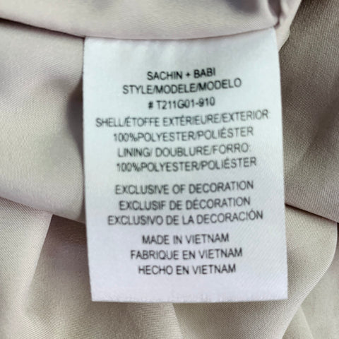 SACHIN & BABI Size 8 Brown Cream Polyester Stripe Short Sleeve Long V-Neck Dress
