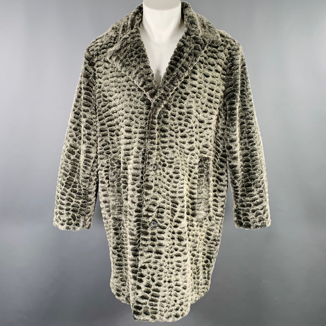 SUPREME Size M Grey Charcoal Textured Acrylic Blend Faux Fur Coat