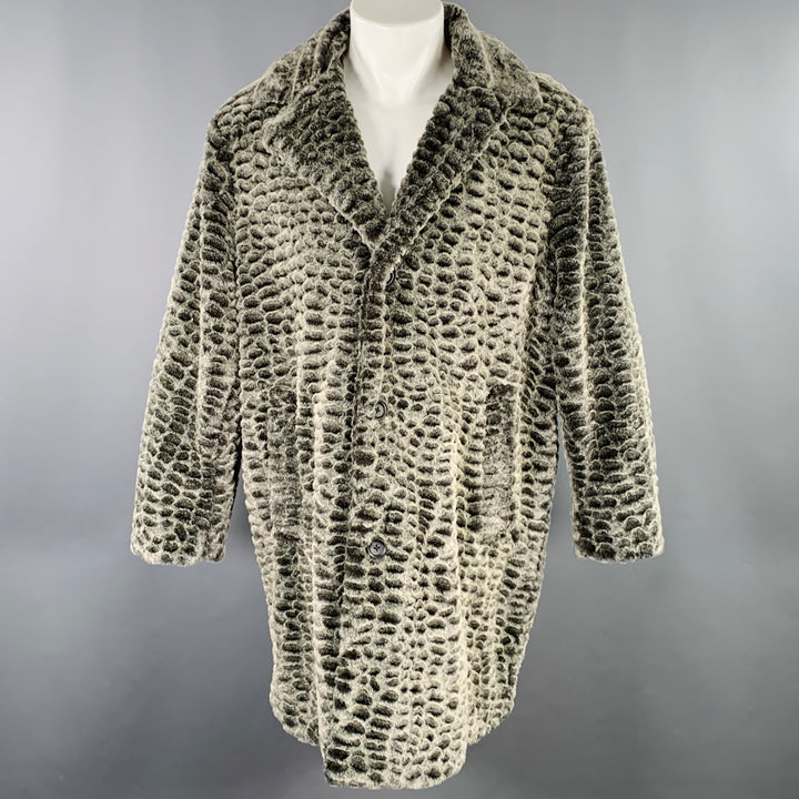 SUPREME Size M Grey Charcoal Textured Acrylic Blend Faux Fur Coat
