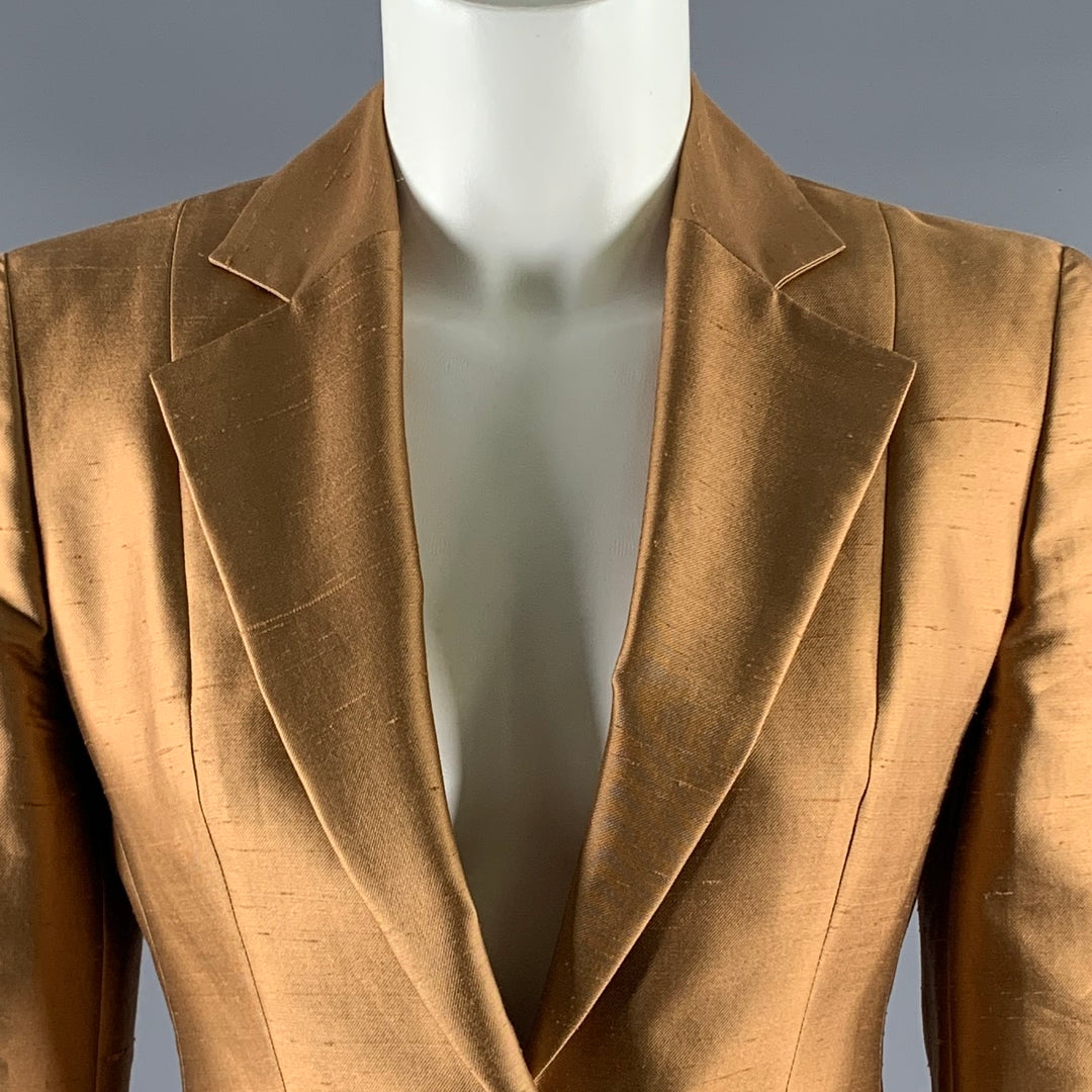 MAX MARA Size 2 Gold Silk / Cotton Jacket