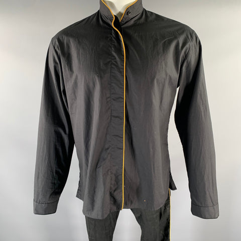 HAIDER ACKERMANN Size S Black Gold Piped Cotton Linen Blend Set