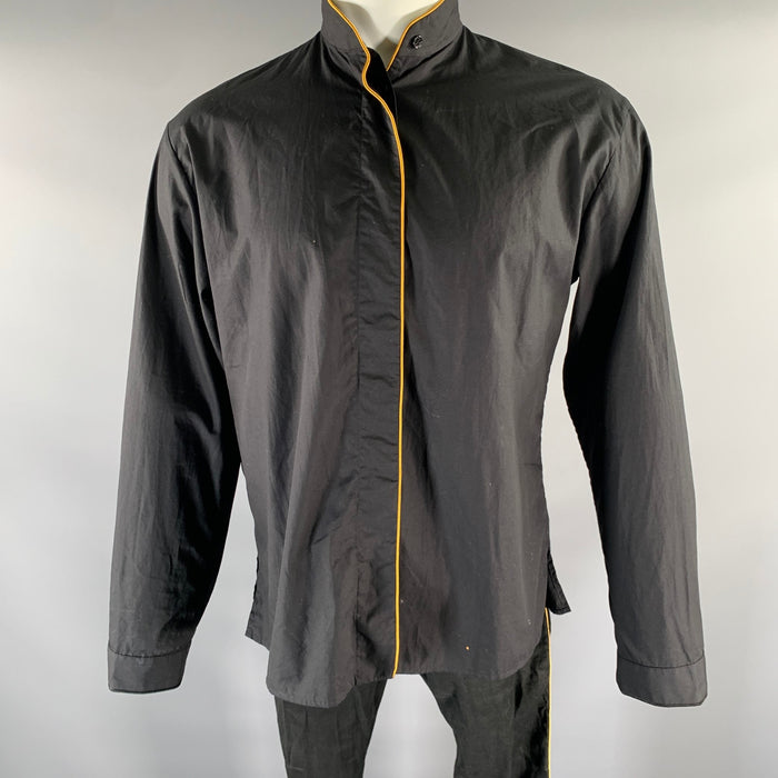 HAIDER ACKERMANN Size S Black Gold Piped Cotton Linen Blend Set