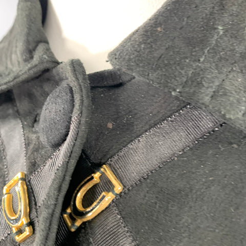 BRUNO MAGLI Size M Black Gold Suede Checkered Button Up Jacket