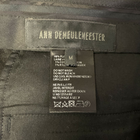 ANN DEMEULEMEESTER Size M Black Chalkstripe Wool Blend Tapered Dress Pants