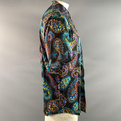 ROBERT GRAHAM Size XXL Black Multi Color Abstract Short Sleeve Shirt