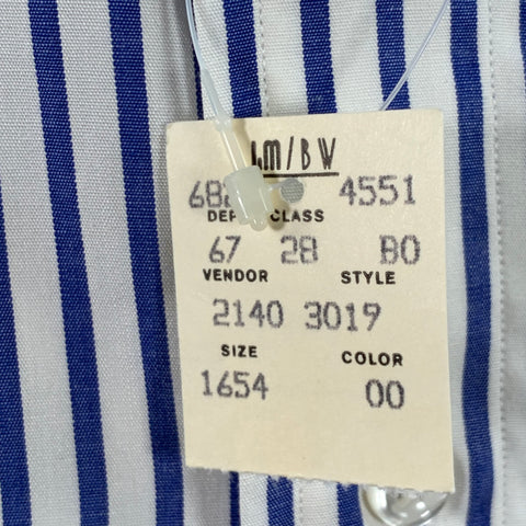 I.MAGNIN Size L Navy White Stripe Cotton Pointed Collar Long Sleeve Shirt