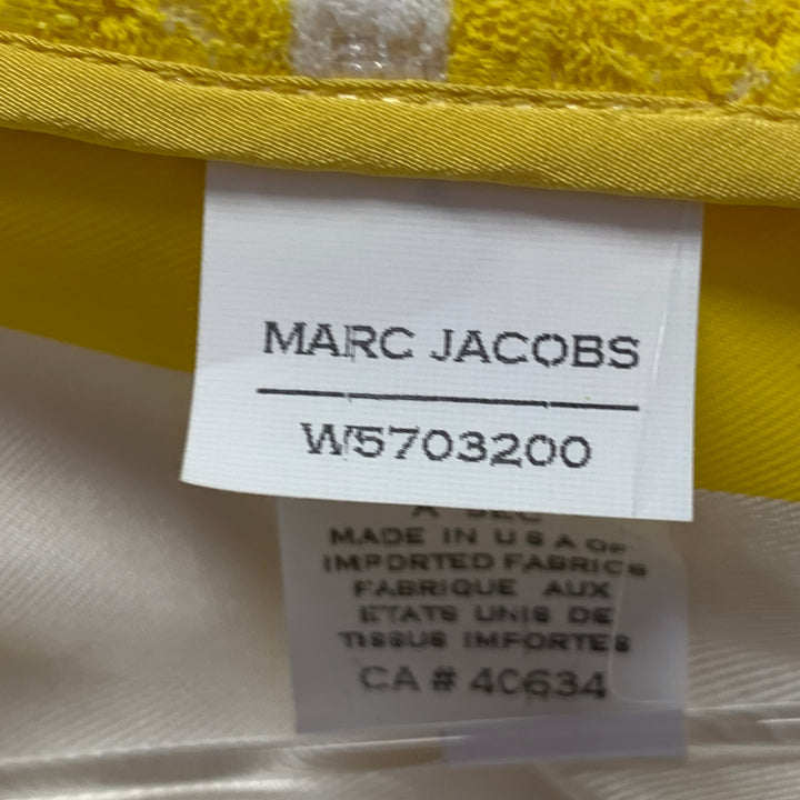 MARC JACOBS Size M Yellow White Boucle Stripe Snaps Jacket Blazer