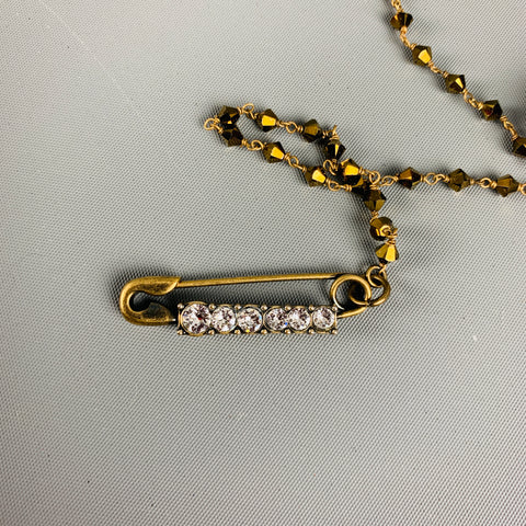 MARC JACOBS Gold Black Beaded Metallic Pearl Necklace