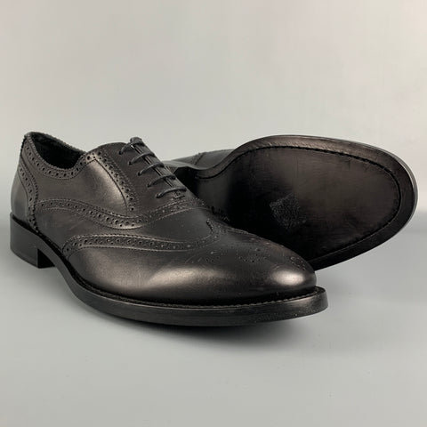 PAUL SMITH Size 9 Black Perforated Leather Wingtip Lace Up Shoes
