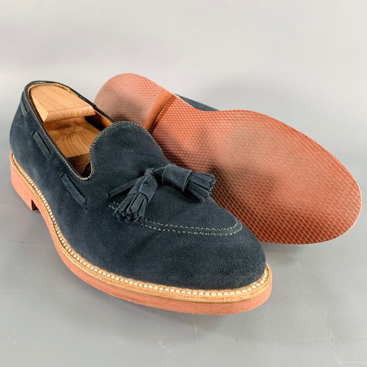 ALDEN Size 11 Navy Suede Tassels Loafers