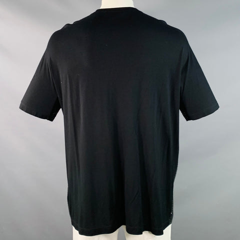 GUCCI Size L Black Studded Silk Dolman Sleeves Crew Neck T-shirt