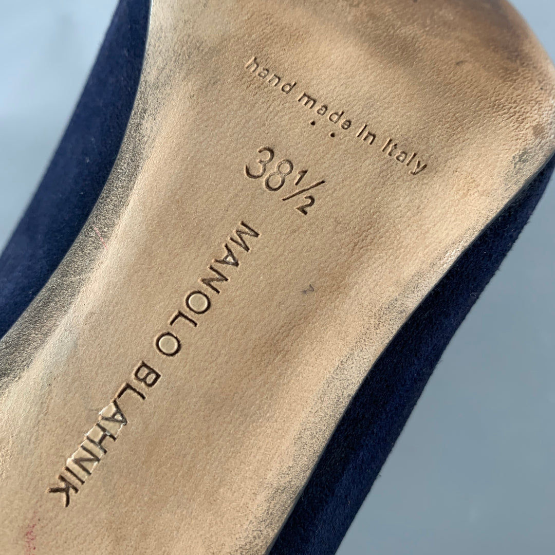 MANOLO BLAHNIK Size 8.5 Navy Suede Pointed Toe Pumps
