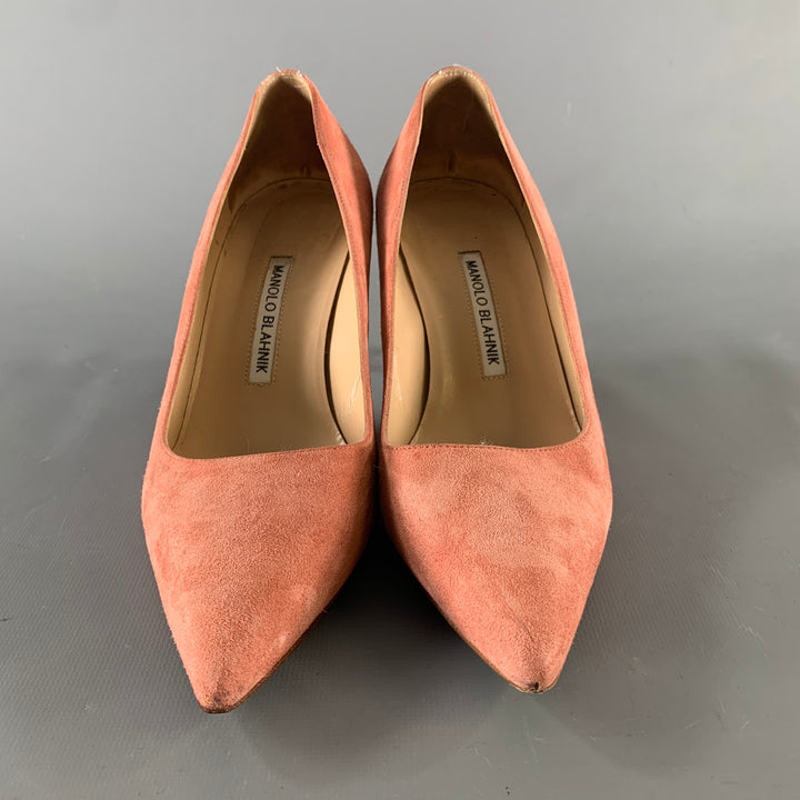 MANOLO BLAHNIK Size 8.5 Pink Suede Pointed Toe Pumps