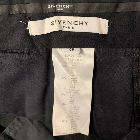 GIVENCHY Size 32 Black Star Wool Blend Flat Front Pants