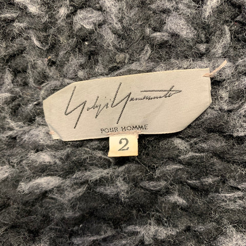 YOHJI YAMAMOTO Size M Black Grey Knitted Wool Blend Chunky Jacket