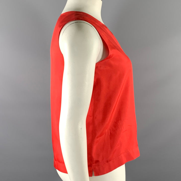 HERMES Size 8 Red Silk Tank Casual Top