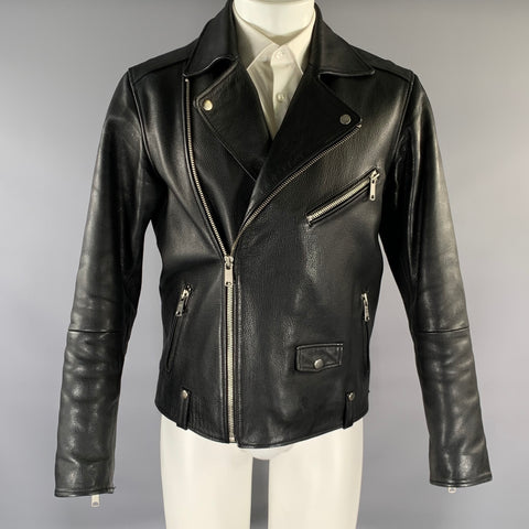 SCOTCH AND SODA Chest Size M Black Crackled Leather Moto Racer Jacket
