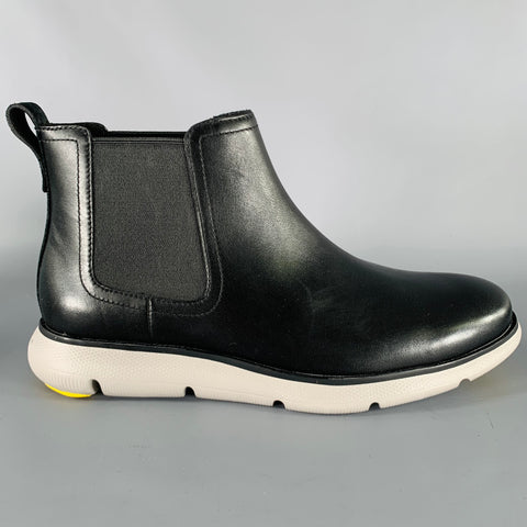 COLE HAAN Size 9 Black Grey Waterproof Leather Ankle Boots