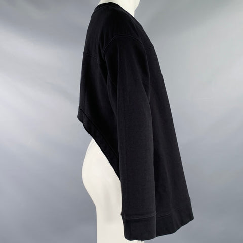 DRIES VAN NOTEN Size S Black Cotton Cut Out Crew Neck Sweatshirt