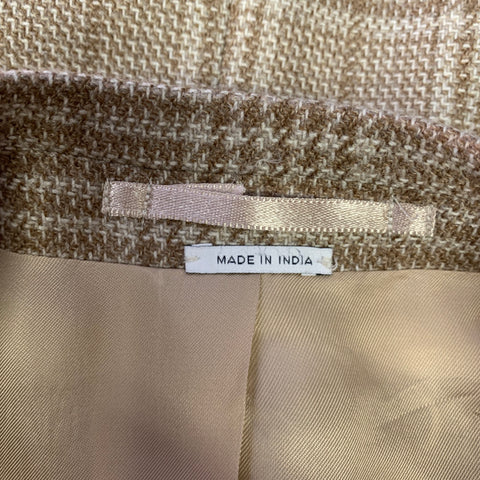 ATELIER MUNRO Size 38 Tan Off White Plaid Check Notch Lapel Sport Coat