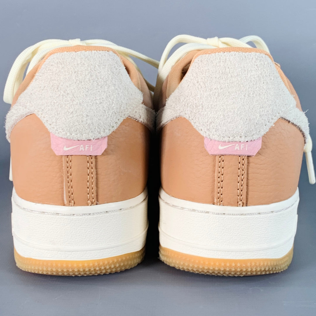 NIKE AIR Size 10.5 Orange White Logo Leather Chunky Sole Sneakers