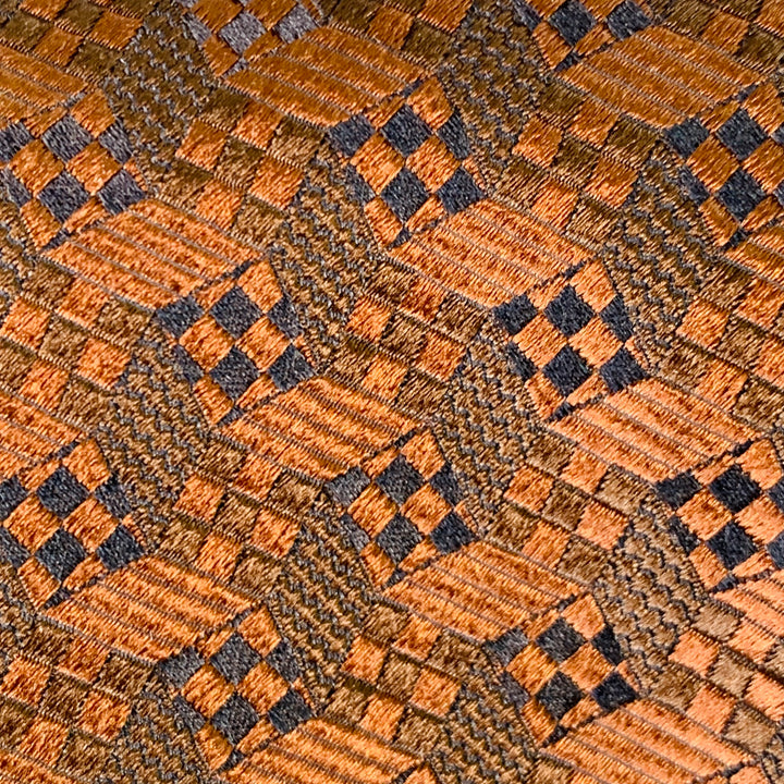 GIANNI VERSACE Brown Black Geometric Jacquard Silk Tie