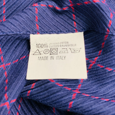 CANALI Size L Purple Fuchsia Window Pane Cotton One pocket Long Sleeve Shirt
