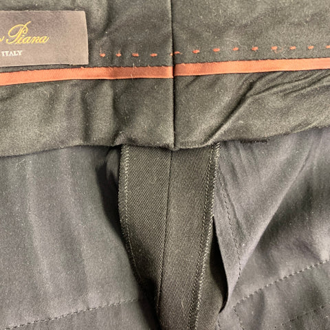 LORO PIANA Size 2 Black Virgin Wool Paper Pleated Wide Leg Dress Pants