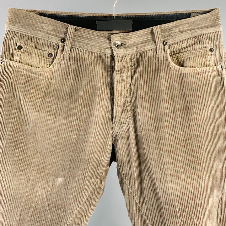DRKSHDW Size 33 Brown Corduroy Cotton Straight Raw Edge Casual Pants