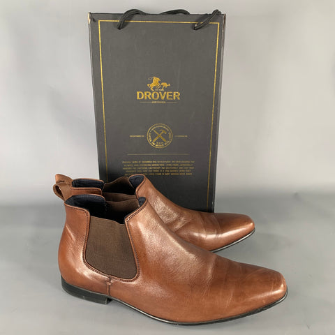 DROVER Size 12 Brown Leather Square Toe Boots