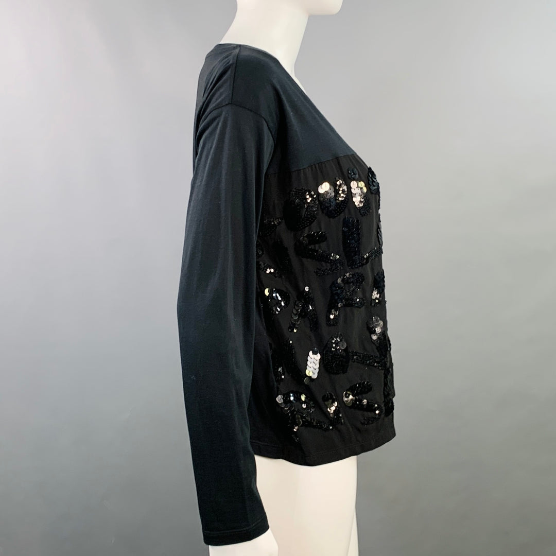 LOUIS VUITTON x STEPHEN SPROUSE Size XS Black Cotton Blend Graffiti Sequined Casual Top
