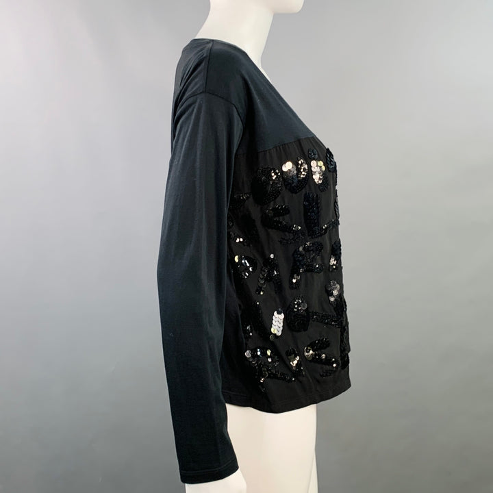 LOUIS VUITTON x STEPHEN SPROUSE Size XS Black Cotton Blend Graffiti Sequined Casual Top