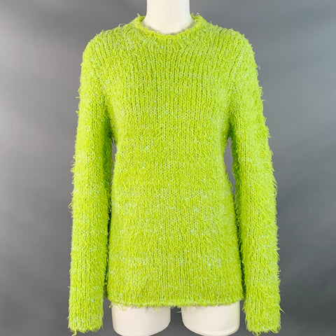SIES MARJAN Size S Shaggy Green Wool Blend Metallic Crew Neck Pullover