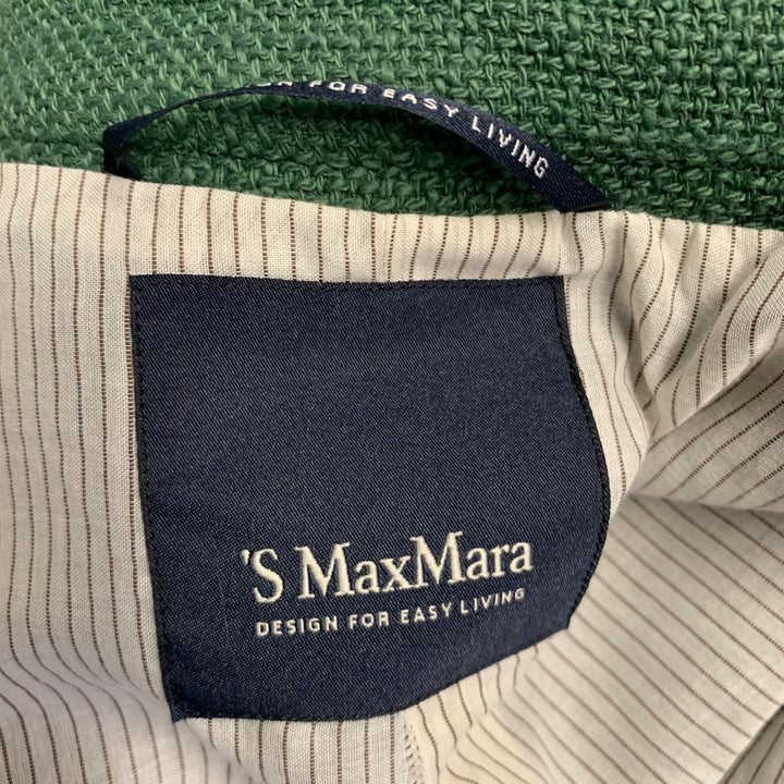 MAX MARA Size 4 Green Cotton Blend Woven Snaps Jacket