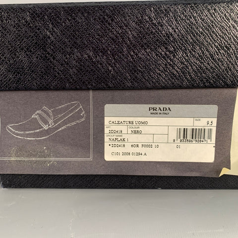 PRADA Size 10.5 Black Patent Leather Slip On Drivers Loafers