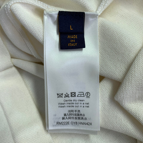 LOUIS VUITTON Size L Beige Knit Cotton Crew Neck T-shirt