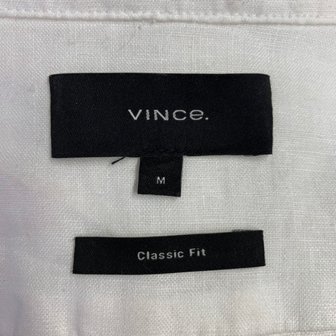 VINCE Size M White Linen One Pocket Long Sleeve Shirt