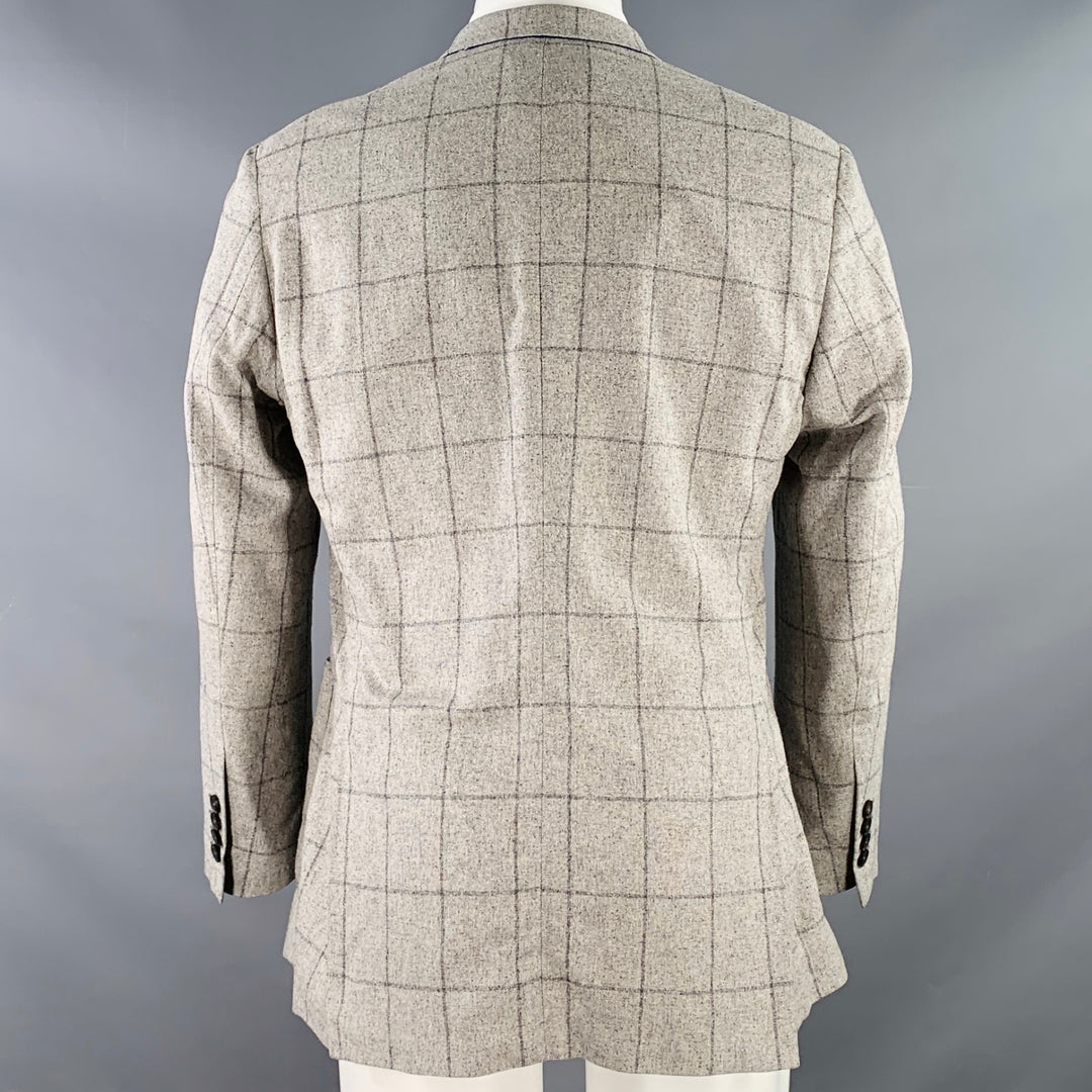 PAUL SMITH Size 40 Regular The Westbourne Grey Charcoal Window Pane Silk Sport Coat