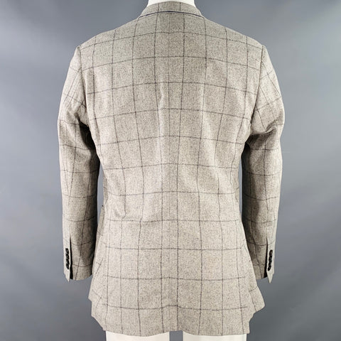 PAUL SMITH Size 40 Regular The Westbourne Grey Charcoal Window Pane Silk Sport Coat