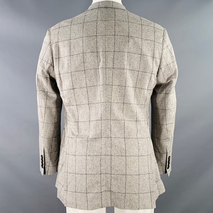 PAUL SMITH Size 40 Regular The Westbourne Grey Charcoal Window Pane Silk Sport Coat