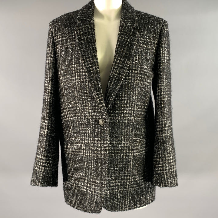 THE KOOPLES Size 6 Black White Wool Blend Notch Lapel Jacket